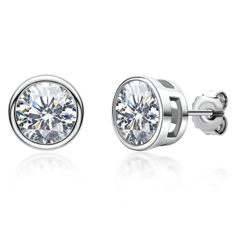 EF Round Cut Total 0.5-1Ct Diamond Test Passed Moissanite 18K Gold Plated 925 Silver Stud Earrings Jewelry Christmas Gift JC-10 
EF Round Cut Total 0.5-1Ct Diamond Test Passed Moissanite 18K Gold Plated 925 Silver Stud Earrings Jewelry Christmas Gift JC-10