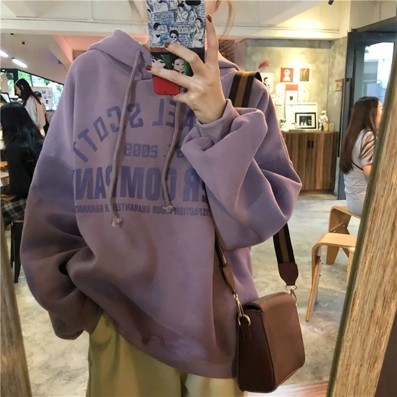 Chic Purple Letter Print Oversized Hoodies Women Sweatshirt Loose Streetwear Casual Streetwear Student Thick Womens Winter Tops
Chic Purple Letter Print Oversized Hoodies Women Sweatshirt Loose Streetwear Casual Streetwear Student Thick Womens Winter Tops