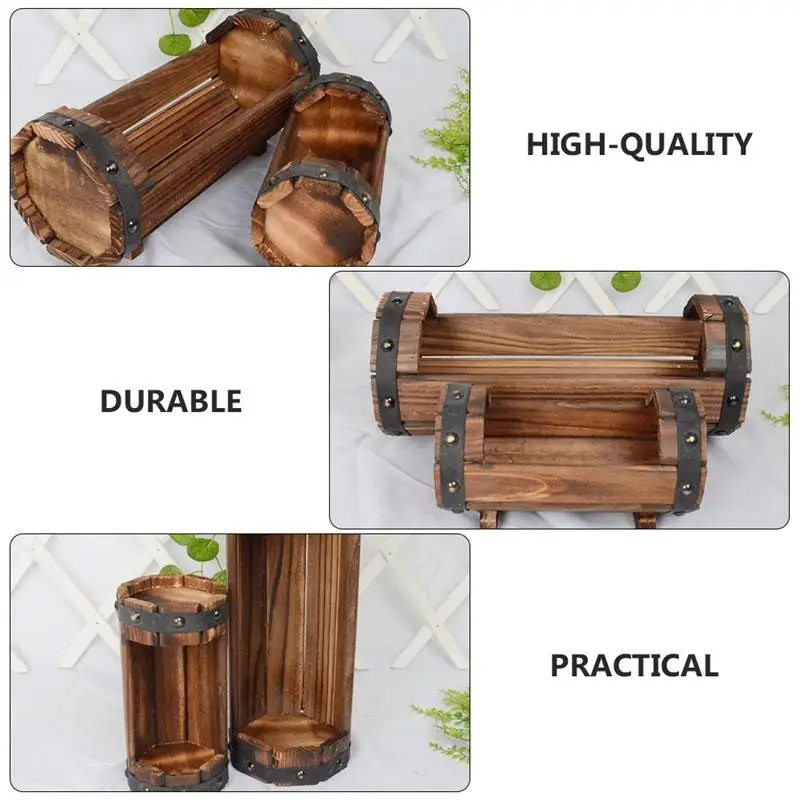 2PCS/Set Half Barrel Planter Wood Flower Pot Carbonized Anticorrosive Container 
2PCS/Set Half Barrel Planter Wood Flower Pot Carbonized Anticorrosive Container
