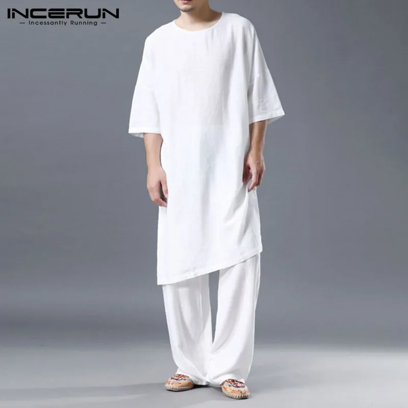 Комплект мужской INCERUN в китайском традиционном стиле, винтажный топ с рукавом до локтя, прямые длинные брюки, Повседневный хлопковый одното... 
Комплект мужской INCERUN в китайском традиционном стиле, винтажный топ с рукавом до локтя, прямые длинные брюки, Повседневный хлопковый одното...