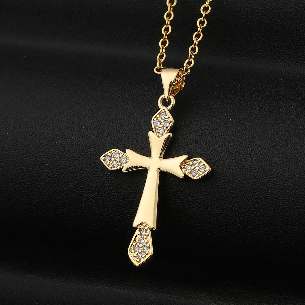 New Cool Style Jewelry, Copper Micro Inlaid Zircon Plated Gold Cross Pendant, Believer Necklace, Ladies Accessories
New Cool Style Jewelry, Copper Micro Inlaid Zircon Plated Gold Cross Pendant, Believer Necklace, Ladies Accessories
