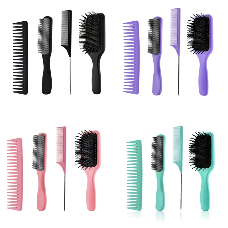 4Pcs Paddle Hair Brush, Detangling Brush and Hair Comb Set Tangle Hairbrush for Long Thick Thin Curly Hair
4Pcs Paddle Hair Brush, Detangling Brush and Hair Comb Set Tangle Hairbrush for Long Thick Thin Curly Hair