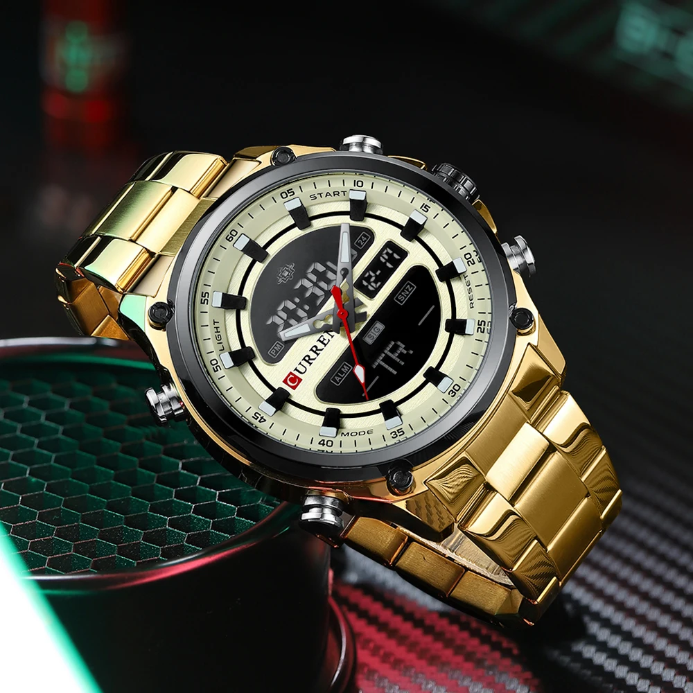 CURREN Top Brand Men Military Sport Watches Mens LED Analog Digital Watch Male Stainless Quartz Clock Relogio Masculino |