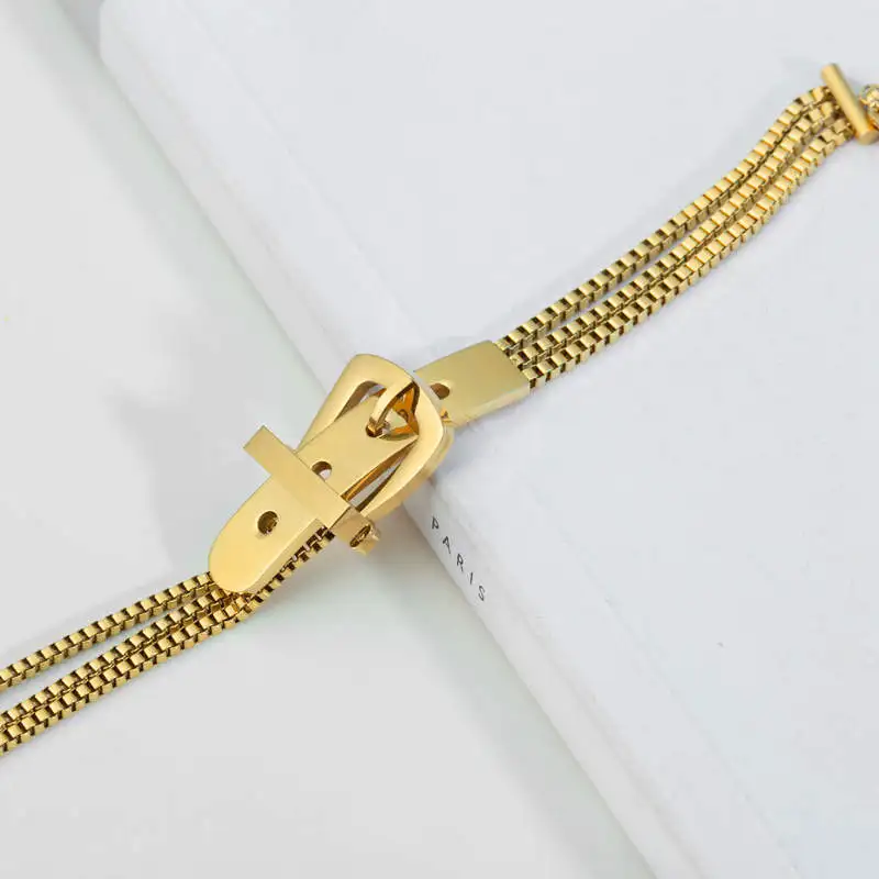 Gold/Silver Color Titanium Steel Belt Buckle Shape 3 Layers Box Chain Women Bracelets on Hand Female Trendy Jewelry 2020 YBR189 
Gold/Silver Color Titanium Steel Belt Buckle Shape 3 Layers Box Chain Women Bracelets on Hand Female Trendy Jewelry 2020 YBR189