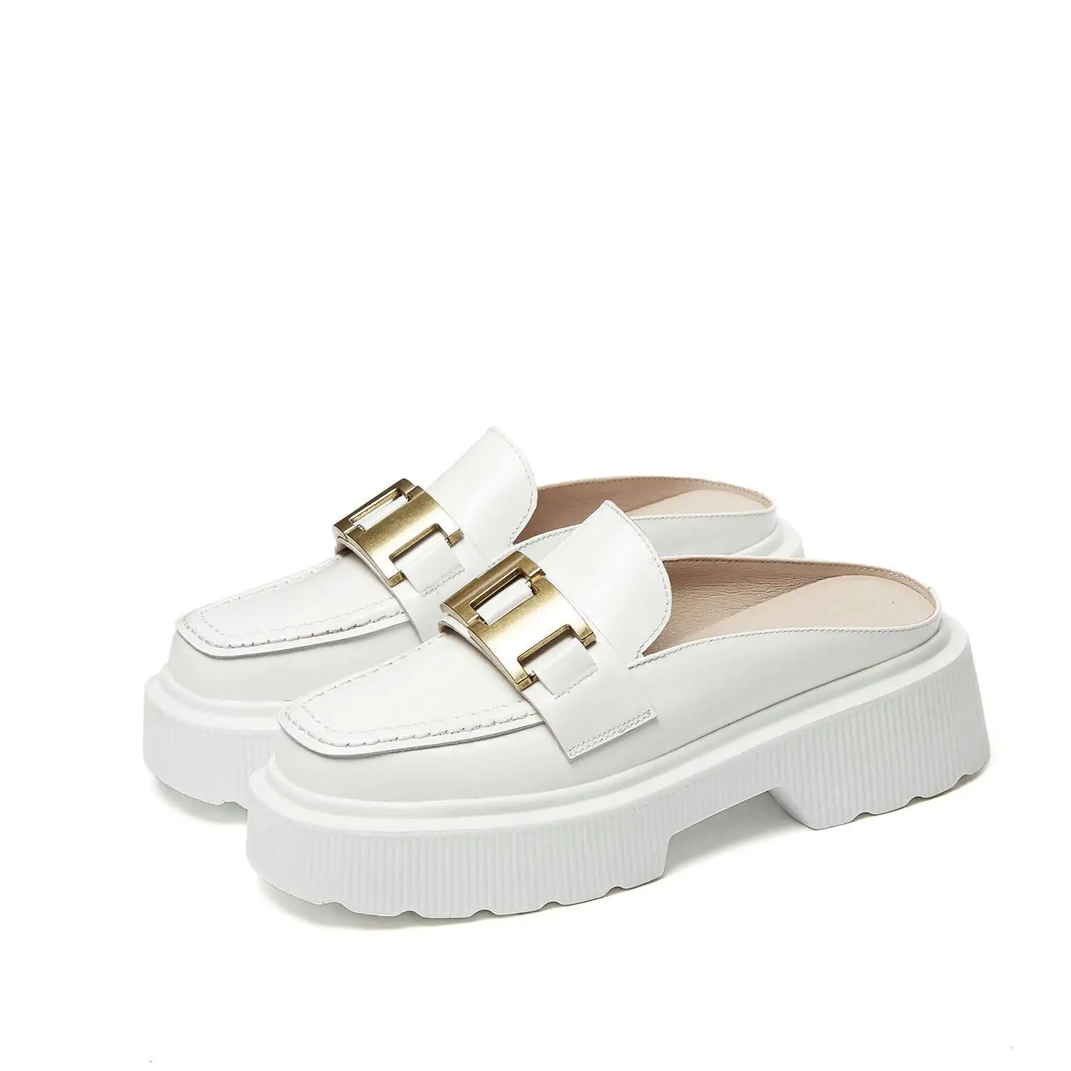 Krazing pot genuine leather square toe flat platform summer mules beauty supermodel metal fasteners slip on outside slipper L53 
Krazing pot genuine leather square toe flat platform summer mules beauty supermodel metal fasteners slip on outside slipper L53