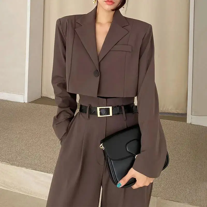 Women Sets fashion Office Two Piece Suit Lapel Loose One-button Cropped Blazers+High Waist Long Wide Leg Trousers
Women Sets fashion Office Two Piece Suit Lapel Loose One-button Cropped Blazers+High Waist Long Wide Leg Trousers