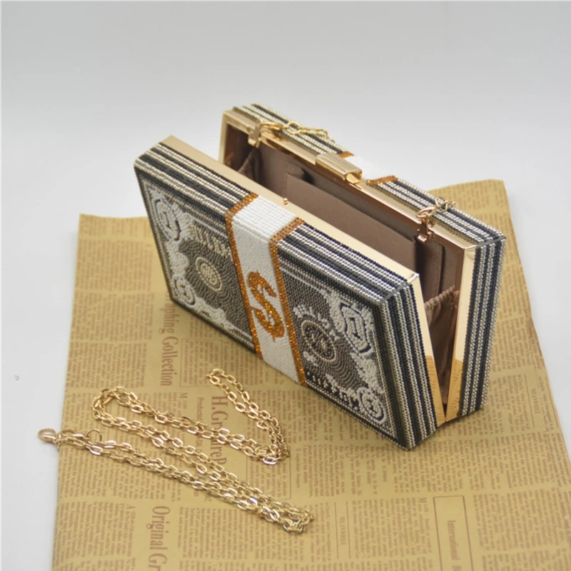 Money Clutch Rhinestone Purse Stack of Cash Evening Handbags Shoulder Wedding Dinner Bag
Money Clutch Rhinestone Purse Stack of Cash Evening Handbags Shoulder Wedding Dinner Bag