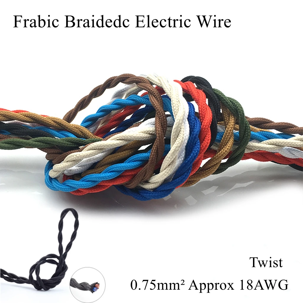 18AWG 0.75mm Vintage Woven Textile Electric Wire Retro Color Twist Braided Flex Power Cable Edison Electrical Lamp Cord 2 3 Core
18AWG 0.75mm Vintage Woven Textile Electric Wire Retro Color Twist Braided Flex Power Cable Edison Electrical Lamp Cord 2 3 Core