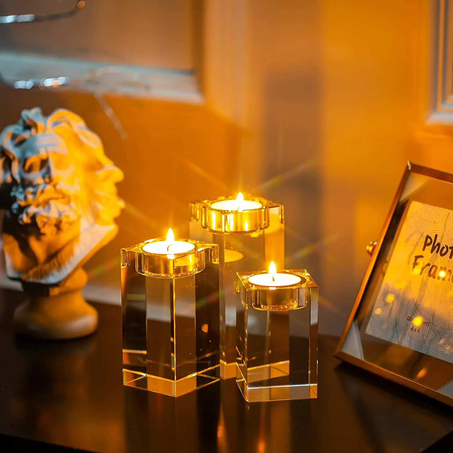 3 Piece Crystal Glass Candle Holder Set Crystal Candlelight Dinner Candle Holder Creative Ornament for Home Dining Table Bar
3 Piece Crystal Glass Candle Holder Set Crystal Candlelight Dinner Candle Holder Creative Ornament for Home Dining Table Bar