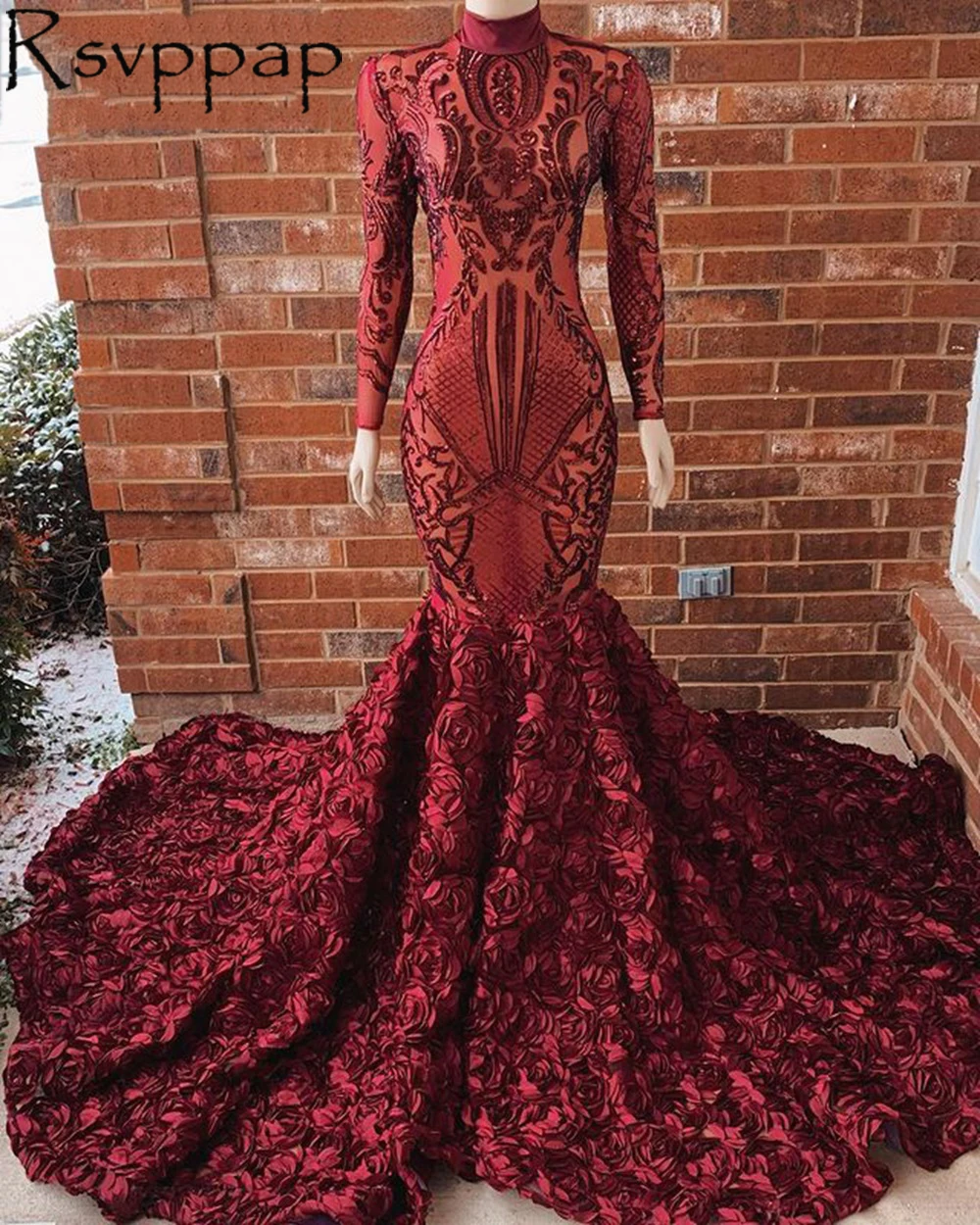 Burgundy Mermaid African Girl Long Prom Dresses 2022 Stunning High Neck With Long Sleeves Sparkly Sequin 3D Flowers Prom Dress
Burgundy Mermaid African Girl Long Prom Dresses 2022 Stunning High Neck With Long Sleeves Sparkly Sequin 3D Flowers Prom Dress