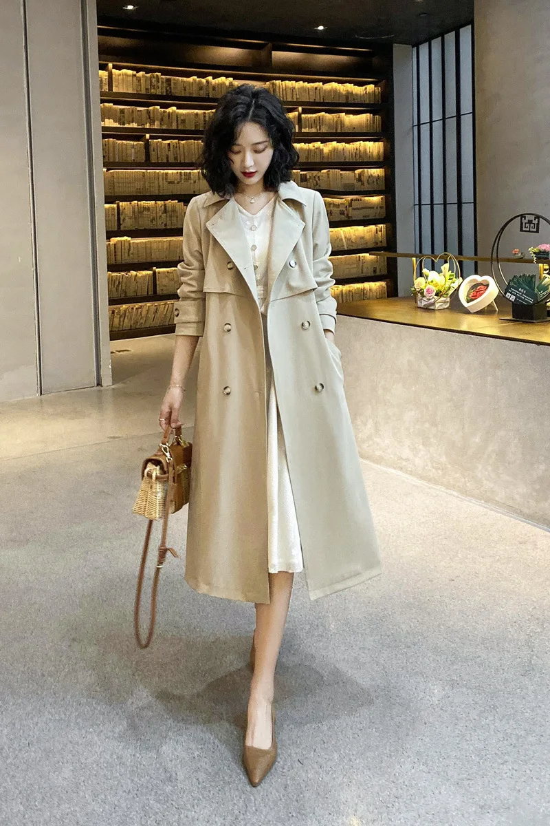 

Korean and japaness Style Fashion Long Trench Coats Women Vintage Loose Long Sleeve Overcoats