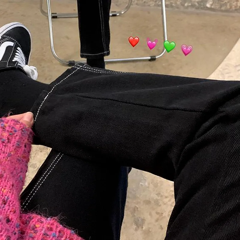 Jeans Women Black Cool High Street Vintage Bright-line Decoration Fashionable Design Harajuku Students Maiden Korean Style Mujer
Jeans Women Black Cool High Street Vintage Bright-line Decoration Fashionable Design Harajuku Students Maiden Korean Style Mujer