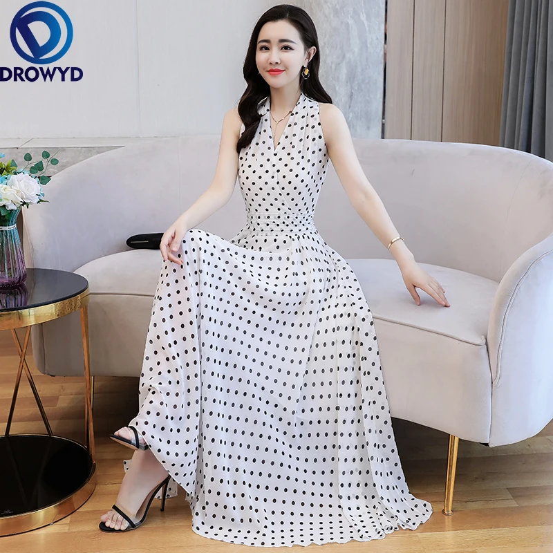 Dot Printed Chiffon Vestidos Women Temperament Large Size Sleeveless Floral Dress New Summer V-neck Slim Party Dresses Vestidos
Dot Printed Chiffon Vestidos Women Temperament Large Size Sleeveless Floral Dress New Summer V-neck Slim Party Dresses Vestidos