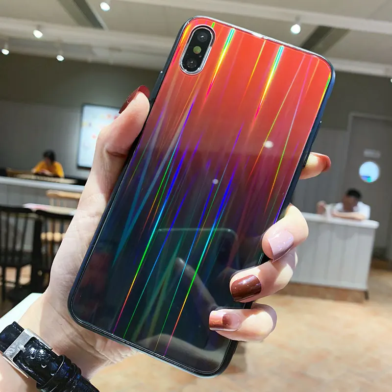 Чехлы с градиентом Авроры для Samsung Galaxy S8 S9 S10 Note 8 10 Plus Pro A70 Rainbow Laser закаленное