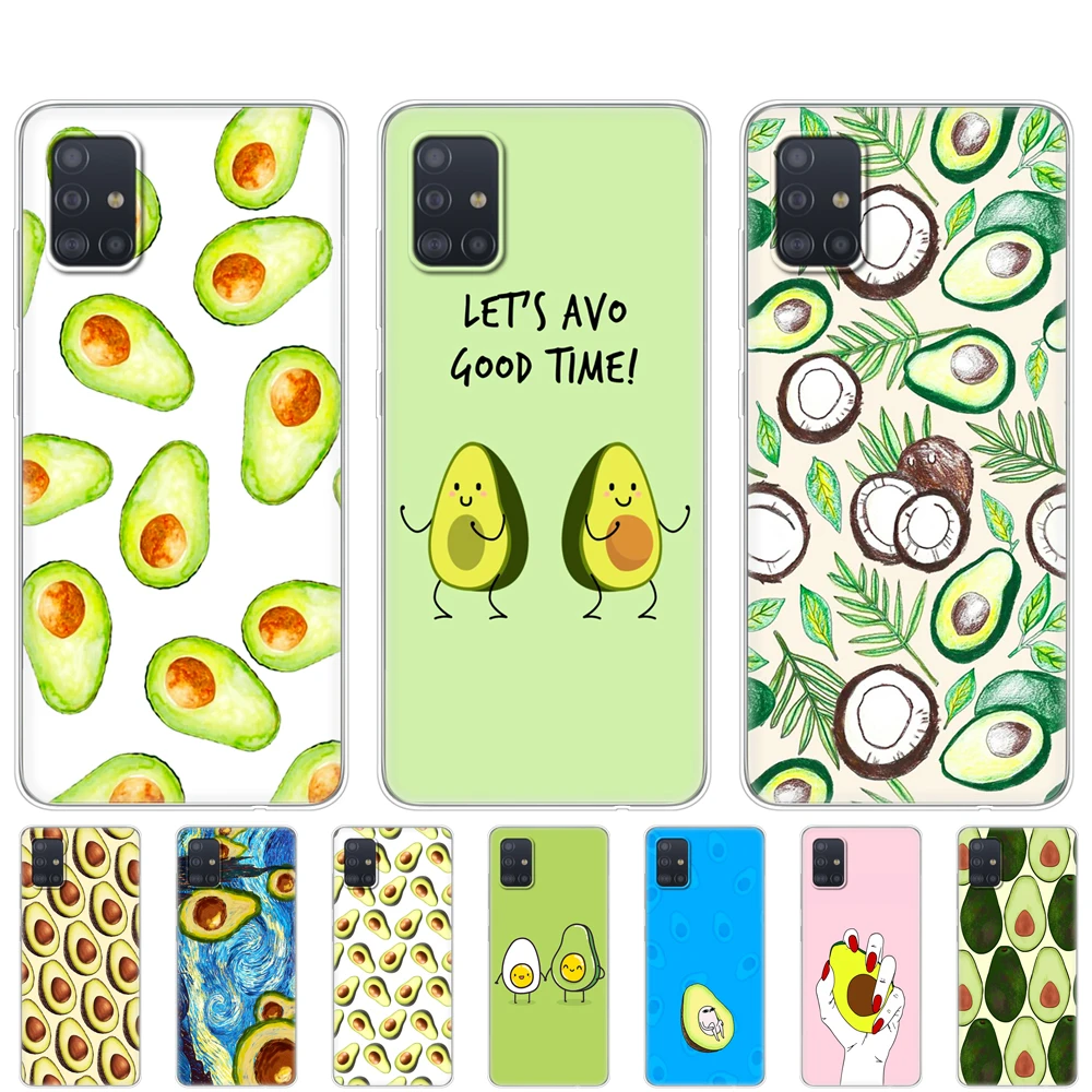 

Silicon Case For samsung galaxy A31 A41 A51 A71 A01 A81 A91 A11 A30S A20S A21S A50S M11 M21 M31 M30S M40S Case Cute Avocado Food