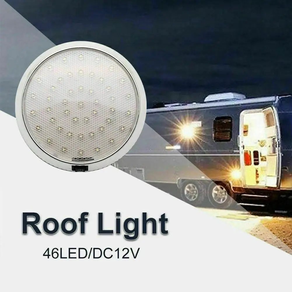 1pc 46 LED 12V Super Bright Round LED Roof Light Caravan Roof Car Interior Camping Cabin Light Lamp RV Accessories Ceiling N1X9
1pc 46 LED 12V Super Bright Round LED Roof Light Caravan Roof Car Interior Camping Cabin Light Lamp RV Accessories Ceiling N1X9