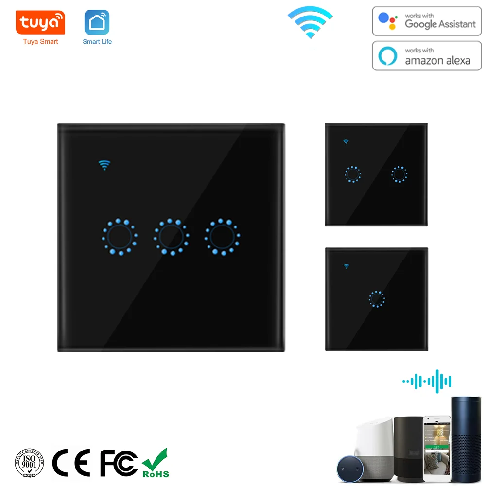 Tuya WiFi Smart Switch Touch Panel Wall Light Switch UK EU Remote Control with Alexa Google Home 1/2/3 Gang
Tuya WiFi Smart Switch Touch Panel Wall Light Switch UK EU Remote Control with Alexa Google Home 1/2/3 Gang