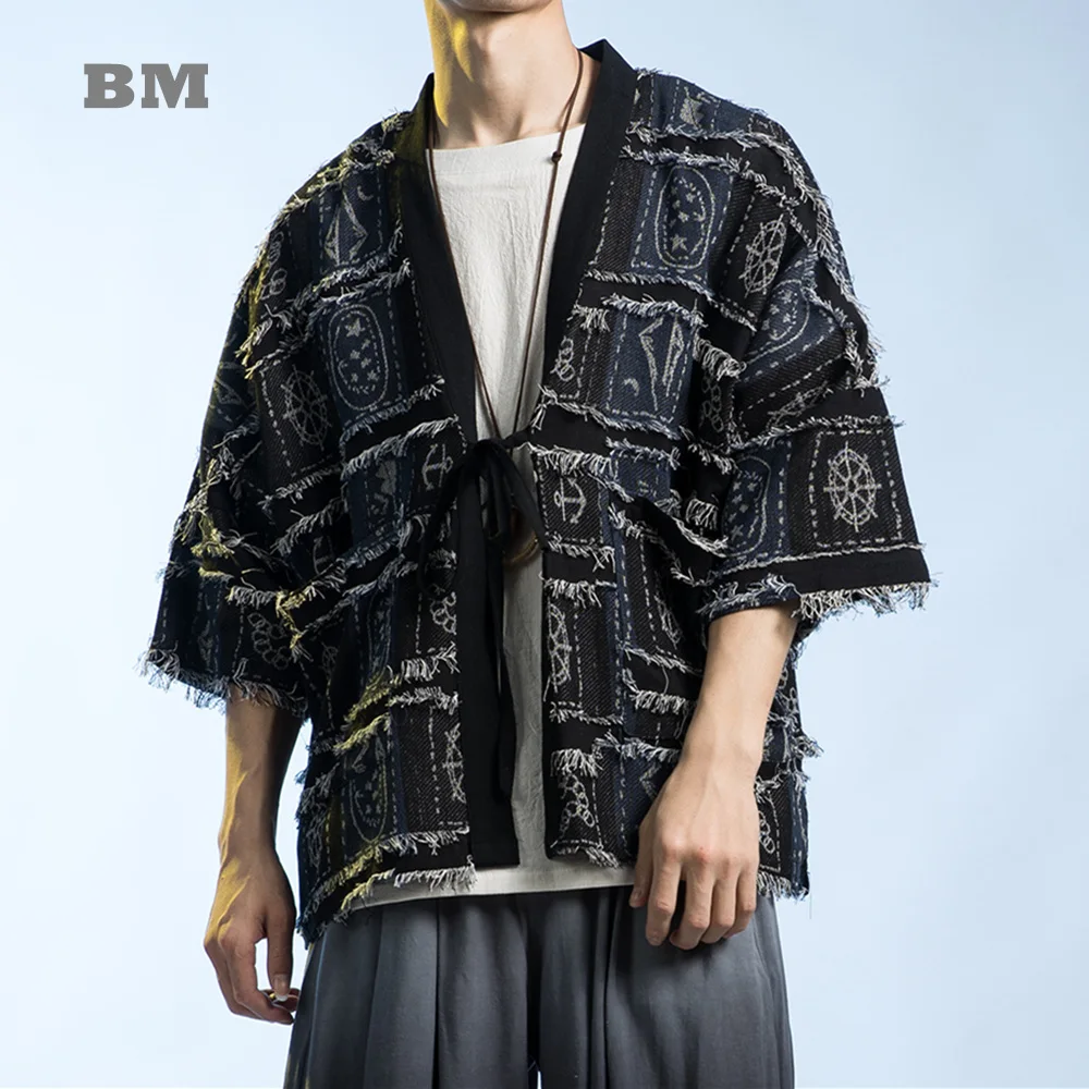 Traditional Chinese Costume Summer Tattered Knit Short Sleeve Cardigan Couples Robe Plus Size Patch Hanfu Tai Chi Coat Men
Traditional Chinese Costume Summer Tattered Knit Short Sleeve Cardigan Couples Robe Plus Size Patch Hanfu Tai Chi Coat Men