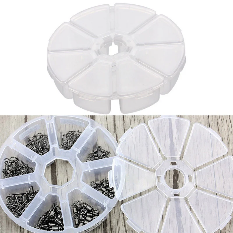 Round 8 Grids Fishing Tackle Box Portable Plastic Transparent Outdoor Fishing Lure Box Storage Organizer Lures Hook Bait Case
Round 8 Grids Fishing Tackle Box Portable Plastic Transparent Outdoor Fishing Lure Box Storage Organizer Lures Hook Bait Case