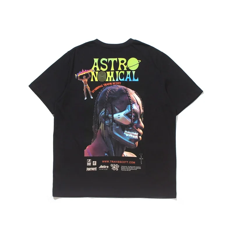 Trendy oversized short summer Travis Scott skull print men's hip hop half sleeve T-shirt
Trendy oversized short summer Travis Scott skull print men's hip hop half sleeve T-shirt