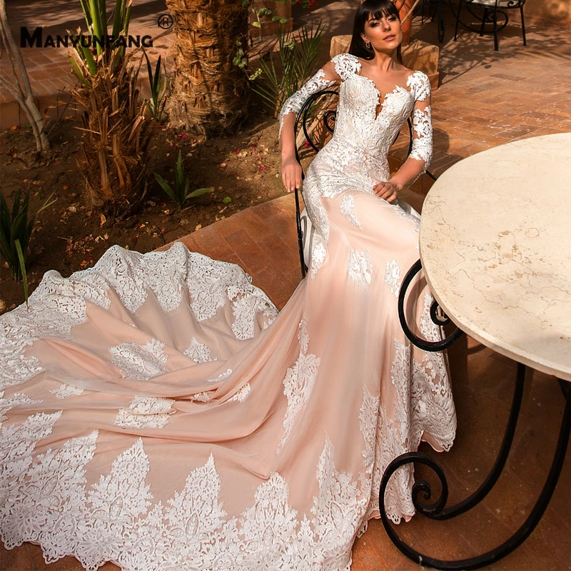High-End Sweetheart Neck Chapel Train Mermaid Wedding Dress Luxury Full Sleeve Button Embroidery Appliques Tulle Bridal Gown
High-End Sweetheart Neck Chapel Train Mermaid Wedding Dress Luxury Full Sleeve Button Embroidery Appliques Tulle Bridal Gown