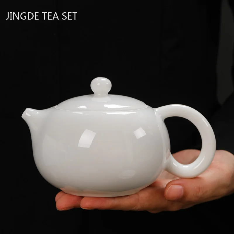 

Китайский нефритовый белый фарфоровый чайный горшок Xi Shi бытовой чайник ручной работы керамический чайный набор галстук Гуаньинь Пуэр чайн...