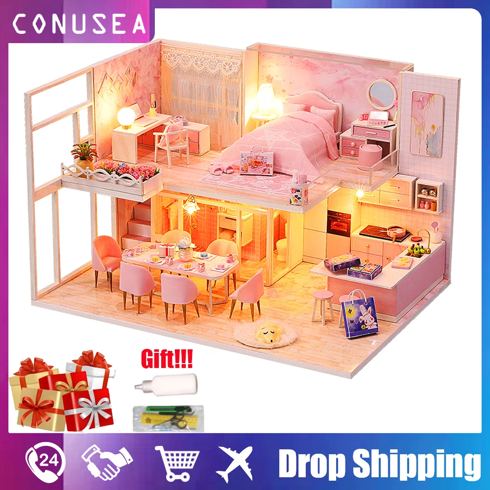 Diy Wooden Doll Houses Miniature Dollhouse with Furniture Kit Led Doll House Building Kits Toys Casa for Children kids Girls Gif
Diy Wooden Doll Houses Miniature Dollhouse with Furniture Kit Led Doll House Building Kits Toys Casa for Children kids Girls Gif