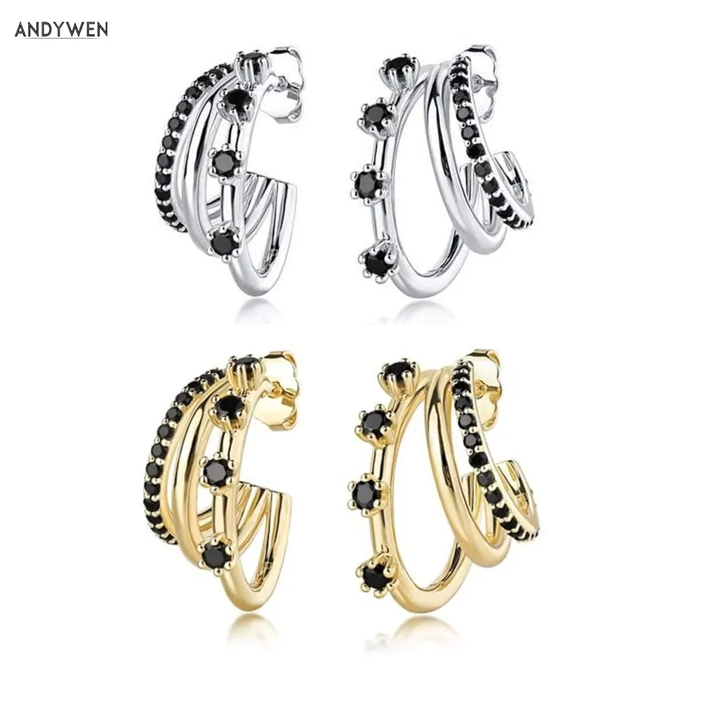 ANDYWEN 925 Sterling Silver Gold Spinel Three Triple Threat Circle Hoops Round Zircon CZ Black New 2020 Rock Punk Jewelry
ANDYWEN 925 Sterling Silver Gold Spinel Three Triple Threat Circle Hoops Round Zircon CZ Black New 2020 Rock Punk Jewelry