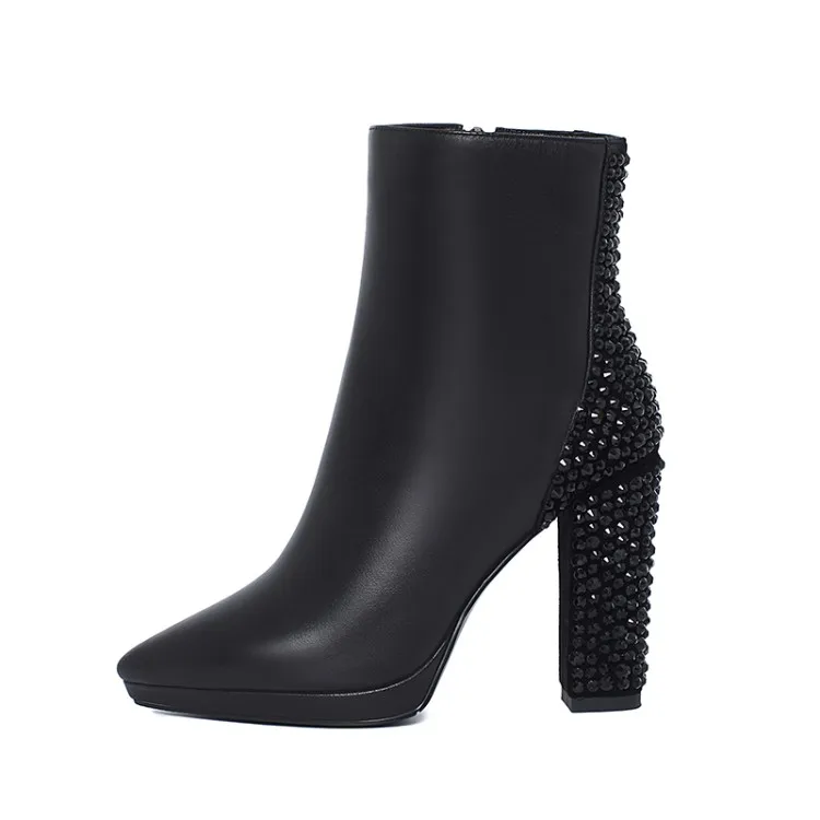 Olomm Women Platform Ankle Boots Real Leather Rhinestone Square Heel Boots Pointed Toe Black Red Party Shoes Women US Size 4-9.5
Olomm Women Platform Ankle Boots Real Leather Rhinestone Square Heel Boots Pointed Toe Black Red Party Shoes Women US Size 4-9.5