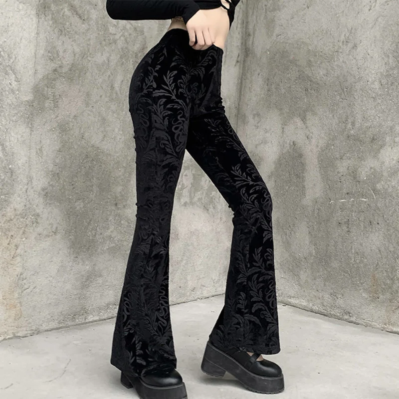 Retro Gothic Print Black Pants Goth Harajuku High Waist Flared Pants Women High Street Punk High Waist Women Trousers Velvet
Retro Gothic Print Black Pants Goth Harajuku High Waist Flared Pants Women High Street Punk High Waist Women Trousers Velvet