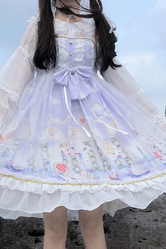 Japanese Angel Love Print High Waist Ruffles JSK Sling Dress for Women Summer kawaii clothing sweet Lolita dress medieval dress
Japanese Angel Love Print High Waist Ruffles JSK Sling Dress for Women Summer kawaii clothing sweet Lolita dress medieval dress