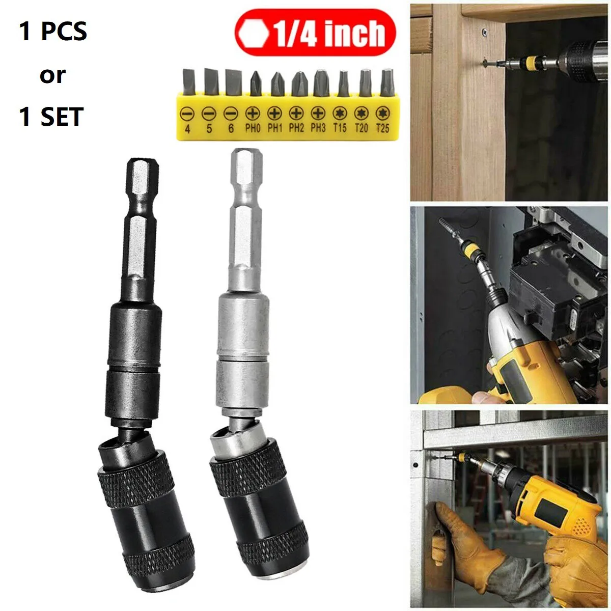 1/4in Hex Magnetic Screw Drill Tip Swivel Screw Drill Bits Quick Change Locking For Impact Driver Bar Extension Power Tool
1/4in Hex Magnetic Screw Drill Tip Swivel Screw Drill Bits Quick Change Locking For Impact Driver Bar Extension Power Tool