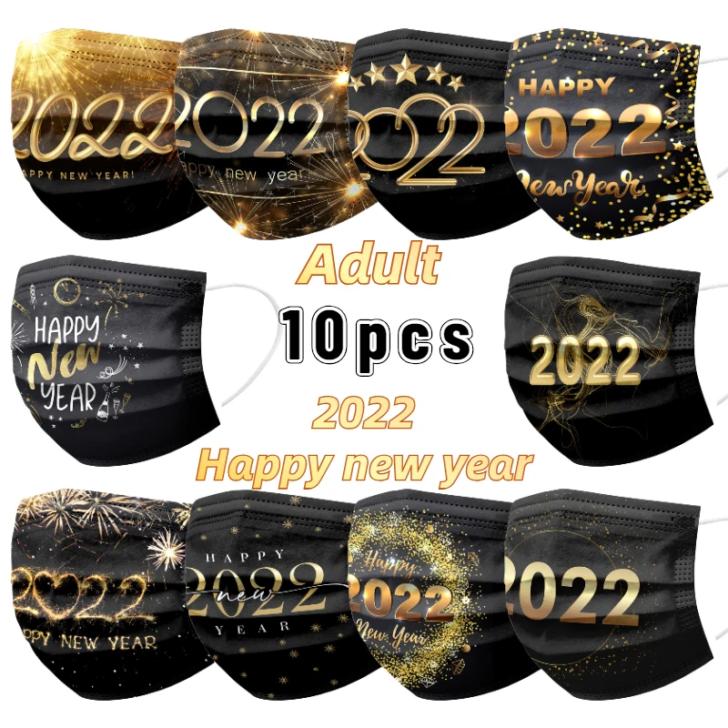 10pcs Adult's Mask Disposable Christmas Print Balck Gold Face Mask 2022 New Year Printed Mouth Masks Industrial 3ply Ear Loop
10pcs Adult's Mask Disposable Christmas Print Balck Gold Face Mask 2022 New Year Printed Mouth Masks Industrial 3ply Ear Loop
