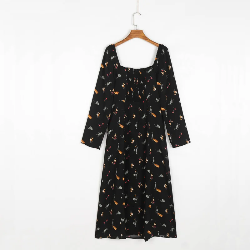 Summer Women's Casual Printed Square Neck Long Sleeve Split Slim Dress
Summer Women's Casual Printed Square Neck Long Sleeve Split Slim Dress