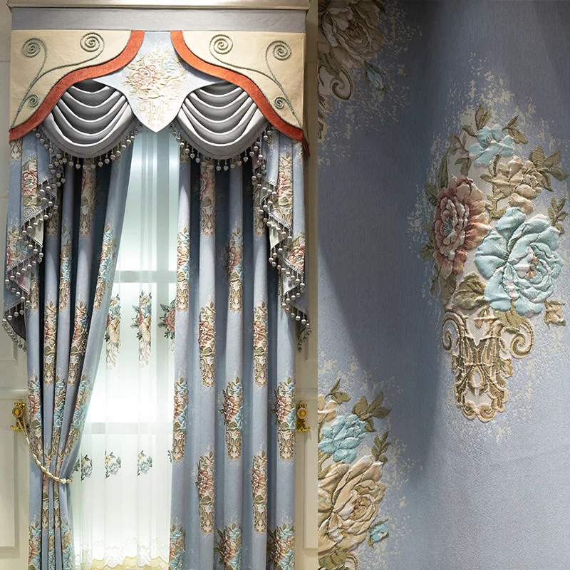 European and American Style Light Luxury Fan-shaped Jacquard Shading Curtains for Living Room Bedroom Blue Gray Luxury Decor
European and American Style Light Luxury Fan-shaped Jacquard Shading Curtains for Living Room Bedroom Blue Gray Luxury Decor