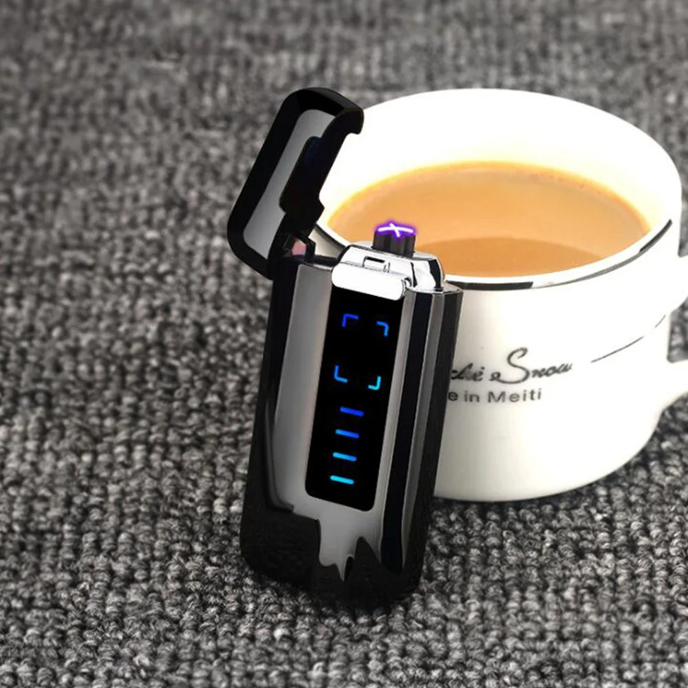 Double Electric Arc Cigarette Lighter Windproof USB Rechargeable Flameless Lighter Cigar Lighter with Battery Display (Black)
Double Electric Arc Cigarette Lighter Windproof USB Rechargeable Flameless Lighter Cigar Lighter with Battery Display (Black)