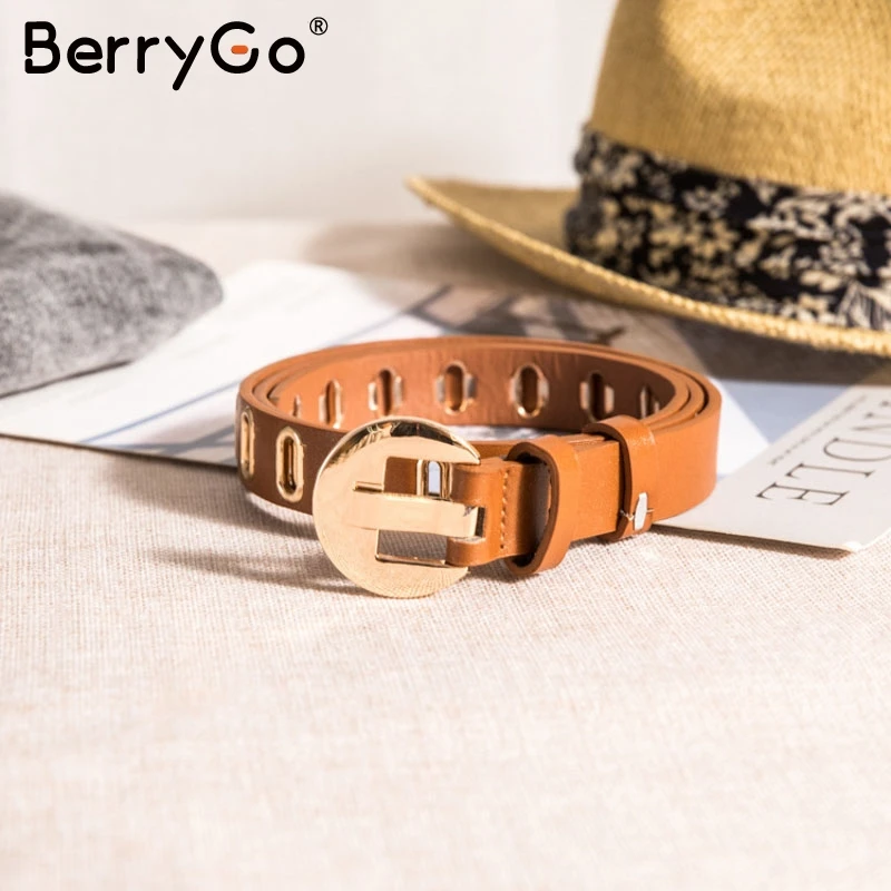 Женский пояс для брюк BerryGo однотонный облегающий кожаный широкий Повседневный