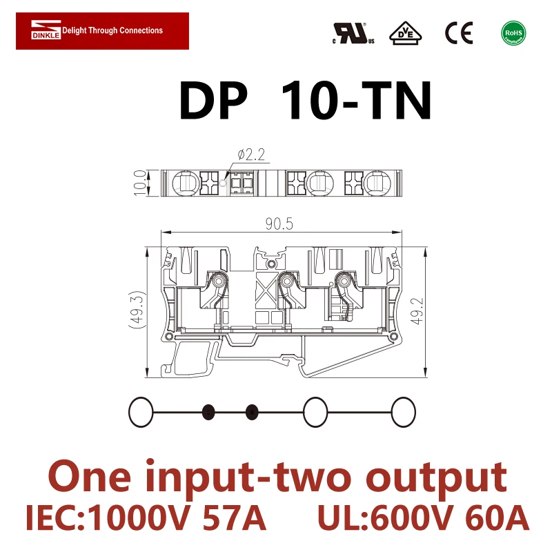 DINKLE DP 10-TN one in two output Spring-cage Strip Wire Connection Electrical Connector Din Rail Terminal Block Phoenix ST10
DINKLE DP 10-TN one in two output Spring-cage Strip Wire Connection Electrical Connector Din Rail Terminal Block Phoenix ST10