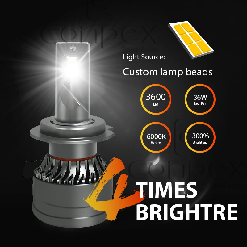 Conpex 2Pcs 56W 6500LM Car Led Headlight H1 H4 H7 LED Canbus H8 H9 H11 9005 HB3 9006 HB4 High Beam Auto Lights Bulb Auto Turbo
Conpex 2Pcs 56W 6500LM Car Led Headlight H1 H4 H7 LED Canbus H8 H9 H11 9005 HB3 9006 HB4 High Beam Auto Lights Bulb Auto Turbo