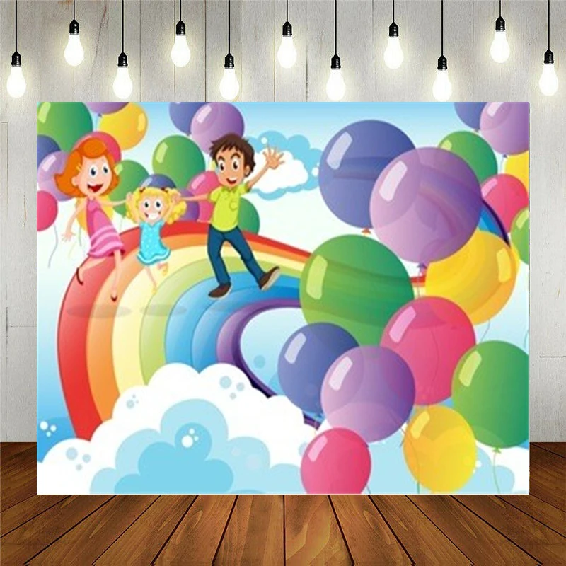 Photo Studio Props Photography Backdrop Happy Family With Rainbow Balloons Cartoon Vinyl Background Kids Birthday Decoration
Photo Studio Props Photography Backdrop Happy Family With Rainbow Balloons Cartoon Vinyl Background Kids Birthday Decoration