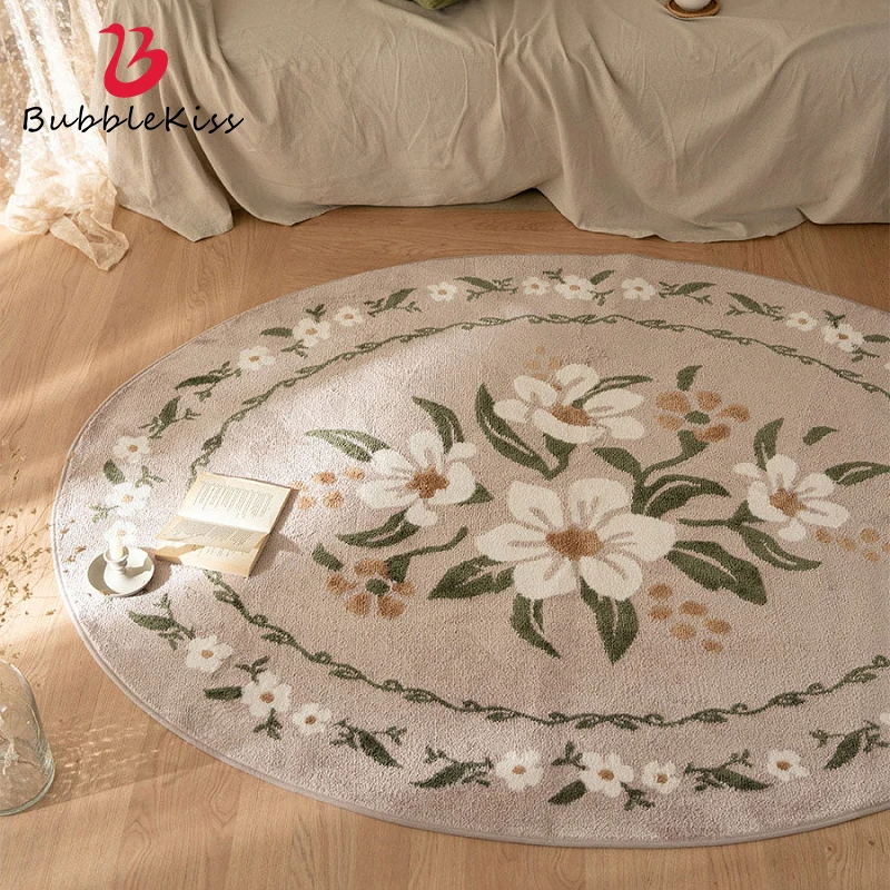 

Bubble Kiss Round Lamb Wool Carpets For Bedroom Living Room Soft Comfort Floor Mat Sofa Coffee Table Home Decoration Flower Rugs