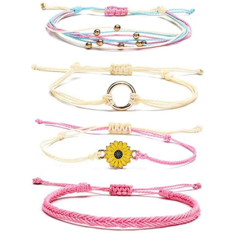 5 layer Daisy circle braided bracelet set,handwoven antifatigue wax braided bracelet summer beach couple fashion accessories 
5 layer Daisy circle braided bracelet set,handwoven antifatigue wax braided bracelet summer beach couple fashion accessories
