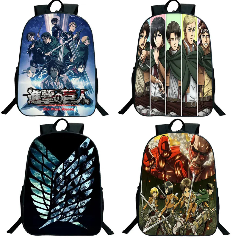 Рюкзак для подростков с аниме атака на Титанов школьный ранец Levi Bookbag студентов