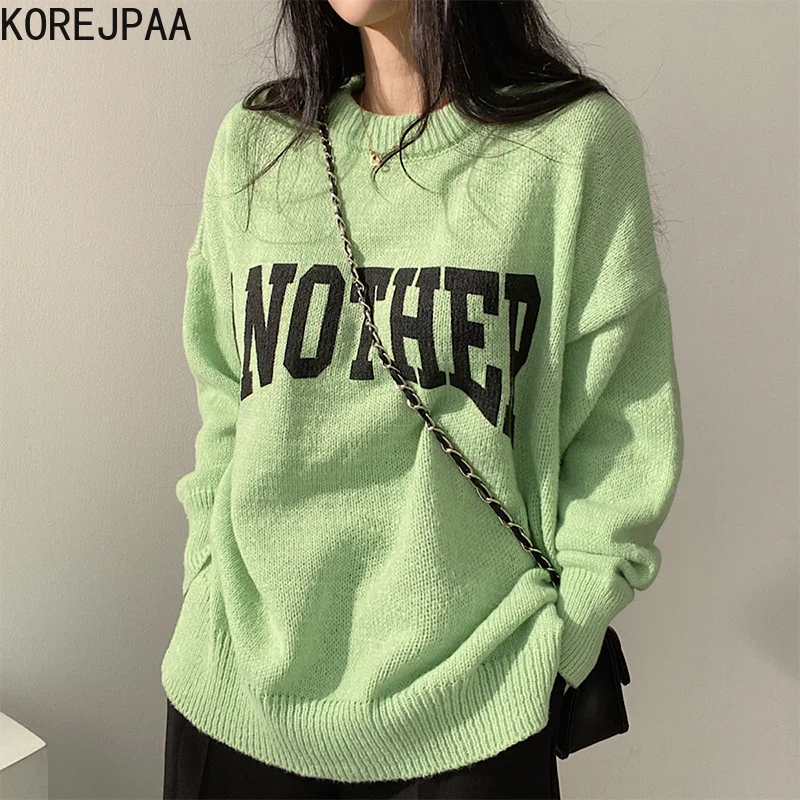 Korejpaa Letter Printing Woman Sweaters 2021 Autumn Korean Fashion Female Long Sleeve O-neck Warm Knitted Pullover Outwear
Korejpaa Letter Printing Woman Sweaters 2021 Autumn Korean Fashion Female Long Sleeve O-neck Warm Knitted Pullover Outwear