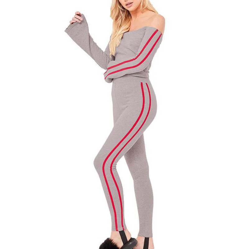 Sexy off shoulder Two Piece Set Sportswear Tracksuits Casual Women Suit Spring Autumn side strip patchwork Women's Tracksuit
Sexy off shoulder Two Piece Set Sportswear Tracksuits Casual Women Suit Spring Autumn side strip patchwork Women's Tracksuit