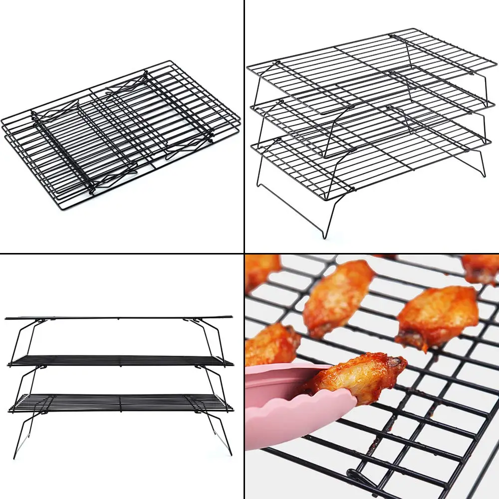 3-Tier Cooling Rack, 13" X 9" for Baking Cookies, Cakes, Breads, Roasting, Grilling - Heavy Duty Commercial Quality
3-Tier Cooling Rack, 13" X 9" for Baking Cookies, Cakes, Breads, Roasting, Grilling - Heavy Duty Commercial Quality