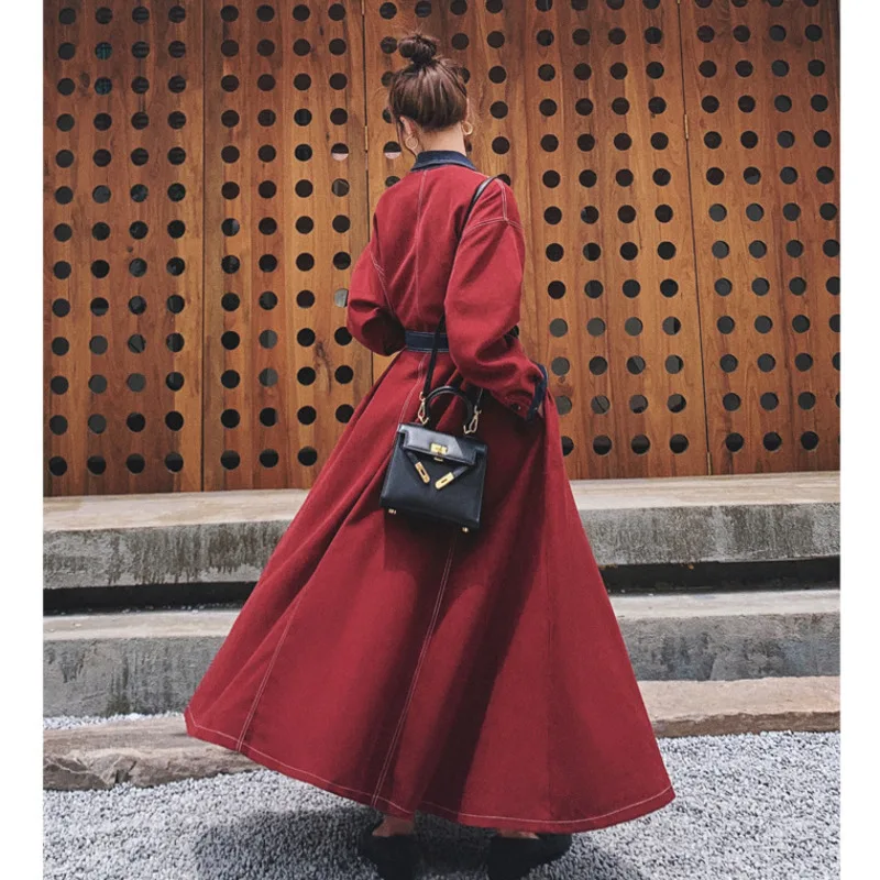 LANMREM 2021 autumn French contrast color patchwork trech famale ankle-length long coat long sleeve turn-down collar coat 2A283
LANMREM 2021 autumn French contrast color patchwork trech famale ankle-length long coat long sleeve turn-down collar coat 2A283