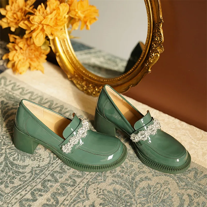 ANNYMOLI Genuine Leather Block Heels Shoes Women High Heel Pumps Round Toe Crystal Fashion Footwear Female Dress Shoes Autumn 40
ANNYMOLI Genuine Leather Block Heels Shoes Women High Heel Pumps Round Toe Crystal Fashion Footwear Female Dress Shoes Autumn 40