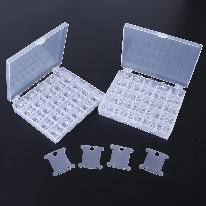 50pcs Plastic Clear Sewing Machine Spools with 4pcs Embroidery Floss Thread Bobbins Storage Box Craft DIY Accessories
50pcs Plastic Clear Sewing Machine Spools with 4pcs Embroidery Floss Thread Bobbins Storage Box Craft DIY Accessories