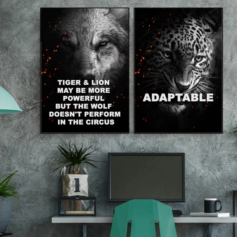 Black and White Tiger Lion Poster Motivational Quote Canvas Painting Wall Art Prints Cuadros Wall Picture for Office Decor
Black and White Tiger Lion Poster Motivational Quote Canvas Painting Wall Art Prints Cuadros Wall Picture for Office Decor